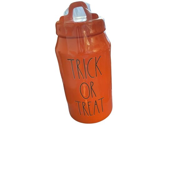 RAE Dunn Orange Halloween Mug Cup Trick or Treat Cannister 10" Artisan Collecti - Picture 3 of 10
